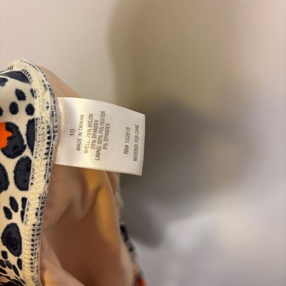 Garnet Hill Black with Orange Spot Print Swimsuit Skort 10 - Picture 5 of 5